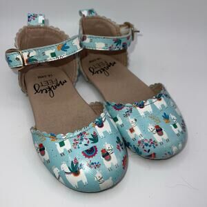 MonkeyFeet 18/24m 7/7.5 Llama Print Dorsay Flats Sandal Ankle Strap Boutique